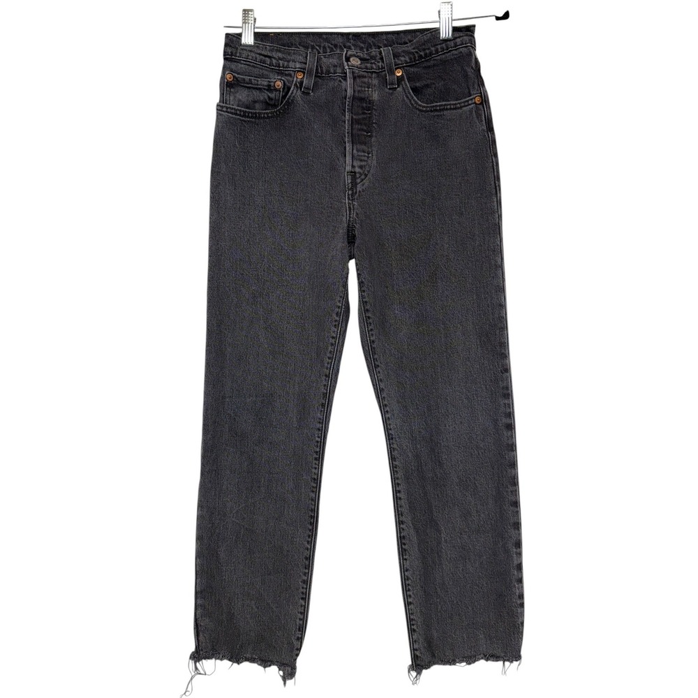 Levis 501 Original Fit Vintage Gray High Rise Straight Leg Raw Hem Jeans W27 L26